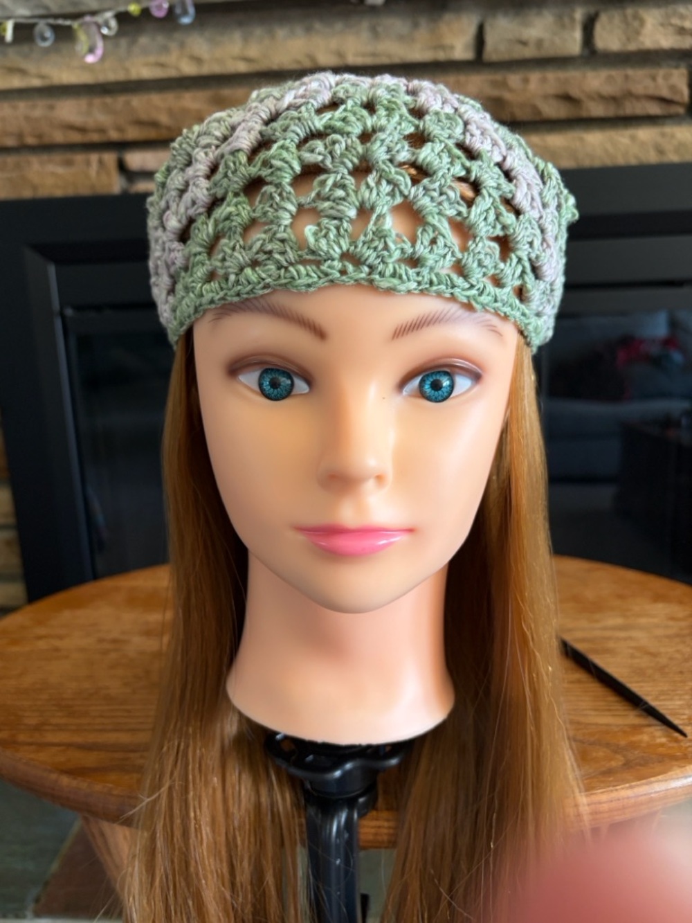 Handmade Crochet Triangle Hair Scarf - Pastel Multicolor